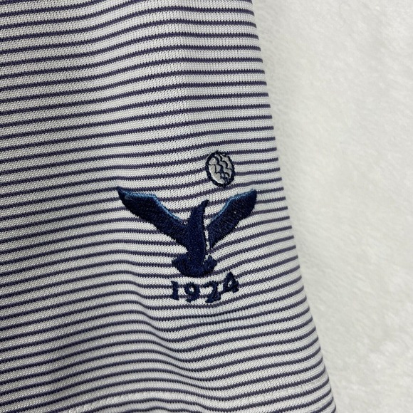 Donald Ross Polo Shirt Men's L Blue Stripe‎ Golf Blue Eagle w/ White Globe Logo - Picture 5 of 10